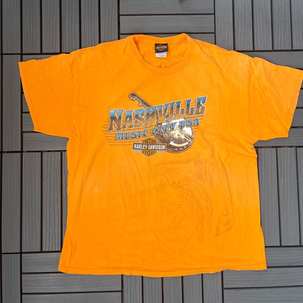 2012 Harley Davidson TN Short Sleeve T-Shirt Extra Large Mens Orange Motorcycle